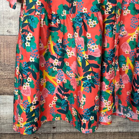 NEW Emily Lovelock Button Front Long Sleeve Dress Floral Cactus Size Large 8 10 - Picture 4 of 11